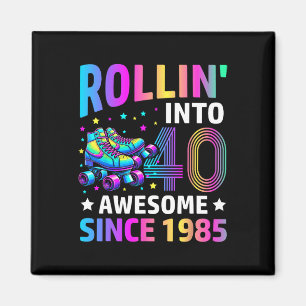 Rolling Into 40 Years Old Skates 40th Birthday Gif Magnet