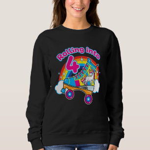 Rolling Into 4 Year Olds Roller Skate Birthday Par Sweatshirt