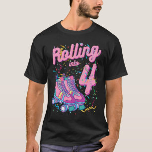 Rolling Into 4th Birthday Roller Skates 4 Years Ol T-Shirt