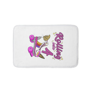 Rolling into 4th Birthday Shirt Unicorn Roller Ska Bath Mat