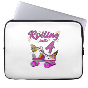 Rolling into 4th Birthday Shirt Unicorn Roller Ska Laptop Sleeve