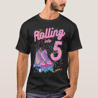 Rolling Into 5th Birthday Roller Skates 5 Years Ol T-Shirt
