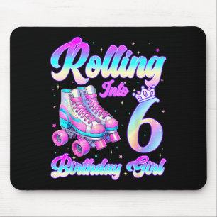 Rolling Into 6 Year Old Roller Skating 6th Birthda Mouse Pad