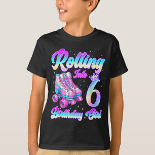 Rolling Into 6 Year Old Roller Skating 6th Birthda T-Shirt