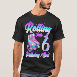 Rolling Into 6 Year Old Roller Skating 6th Birthda T-Shirt