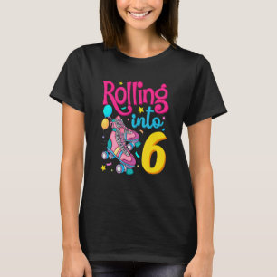 Rolling Into 6 Years Old 6th Birthday Cute Skating T-Shirt