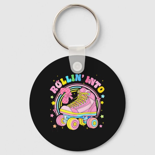 Rolling Into 7 Roller Skate Coquette Seventh Key Ring (Front)
