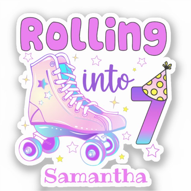 Rolling Into 7| Roller Skater Birthday Celebration (Front)