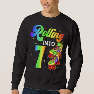 Rolling Into 7 Years Old 7th Birthday Roller Skate Sweatshirt