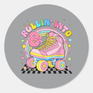Rolling Into 8 Roller Skate Coquette Eight Classic Round Sticker
