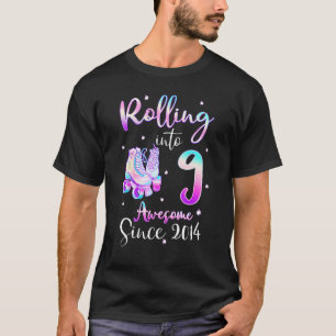 Rolling Into 9 Awesome Since 2014 9th Bday Roller  T-Shirt