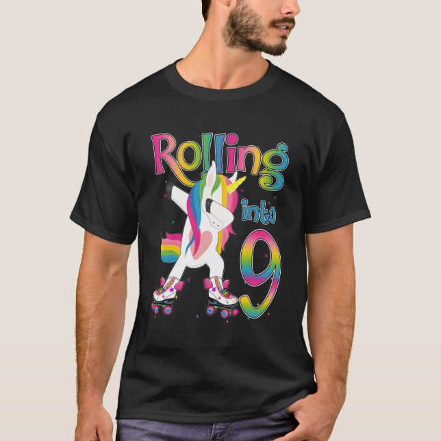 Rolling Into 9 Years Let'S Roll I'M Turning 9 Roll T-Shirt (Front)