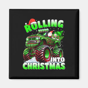 Rolling Into Christmas Monster Truck Holiday Boys Magnet