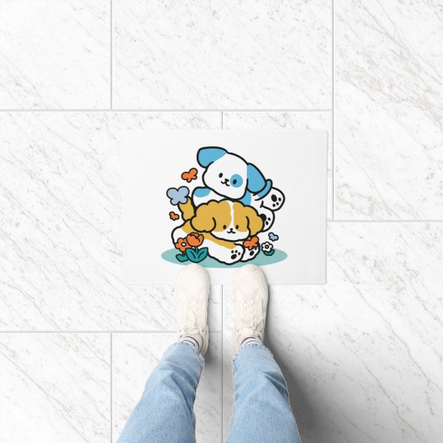 Rolling Into May Like Happy Pups – Cute Spring Dog Doormat (Indoor)