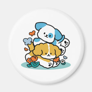 Rolling Into May Like Happy Pups – Cute Spring Dog Magnet