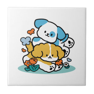 Rolling Into May Like Happy Pups – Cute Spring Dog Tile