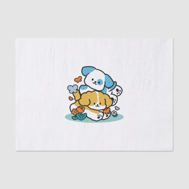 Rolling Into May Like Happy Pups – Cute Spring Dog Tissue Paper (Front)