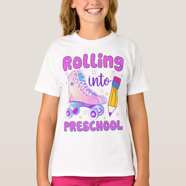 Rolling Into Preschool | Roller Skating T-Shirt (Front)