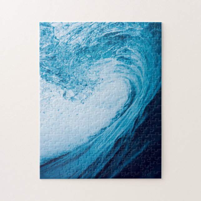 Rolling Ocean Wave In Hues Of Blue Jigsaw Puzzle (Vertical)