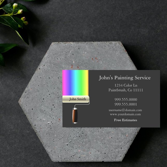 Rolling Painters Grey Business Card (Gray Rolling Painters Business Card)