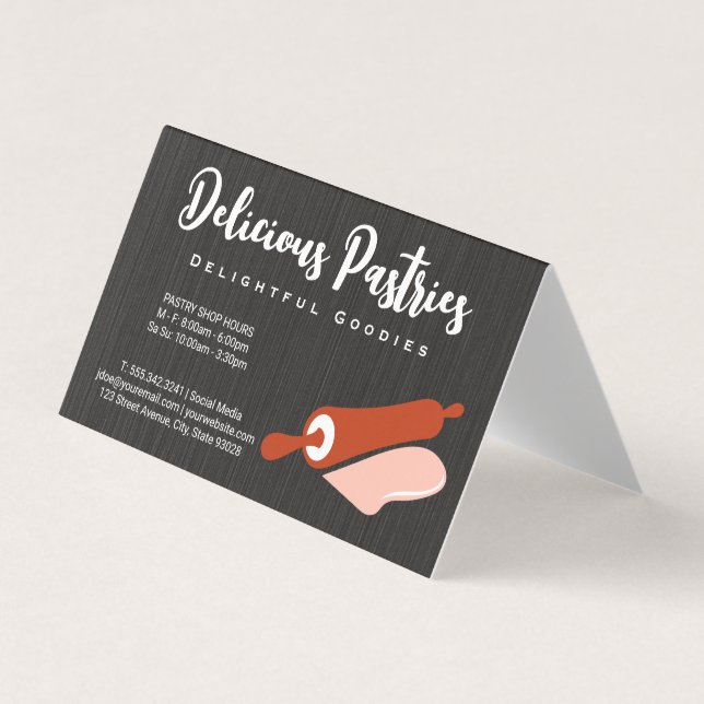 Rolling Pin and Dough | Bakery Business Card (Front)