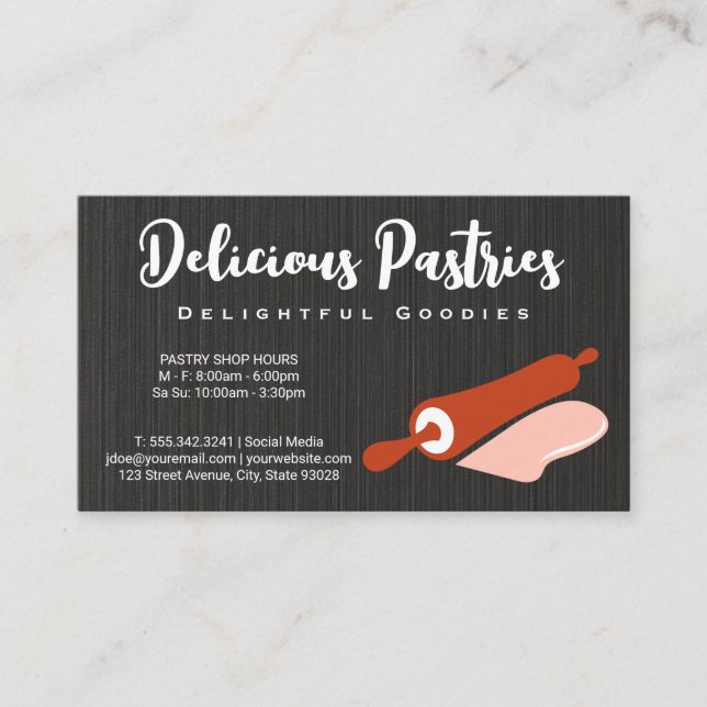Rolling Pin and Dough | Bakery Business Card (Front)