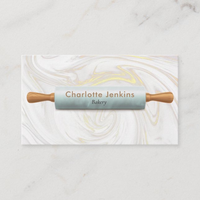Rolling Pin Bakery Pastry Chef Marble Swirls Business Card (Front)