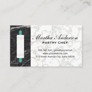 Rolling Pin Gold White Marble Black Marble Business Card