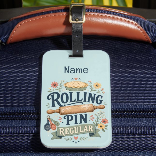 Rolling Pin Regular Cottage Baker Luggage Tag (Front Insitu 2)