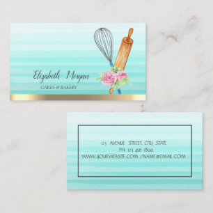 Rolling Pin Whisk Stripe Ombre Bakery Business Card