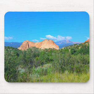 Rolling Red Rock Green Hill Mouse Pad