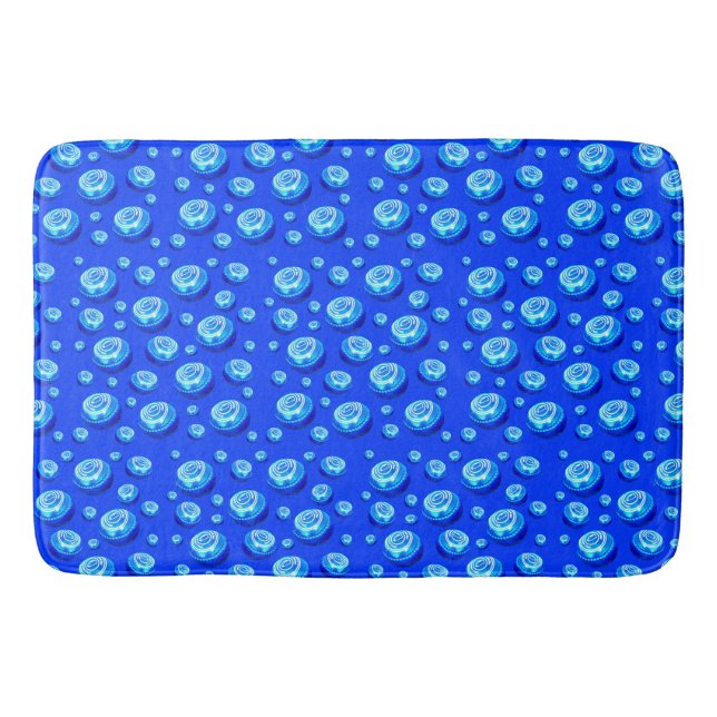Rolling Rhythm: Blue Lawn Bowls Pattern in Oils Bath Mat (Front)