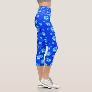 Rolling Rhythm: Blue Lawn Bowls Pattern in Oils Capri Leggings