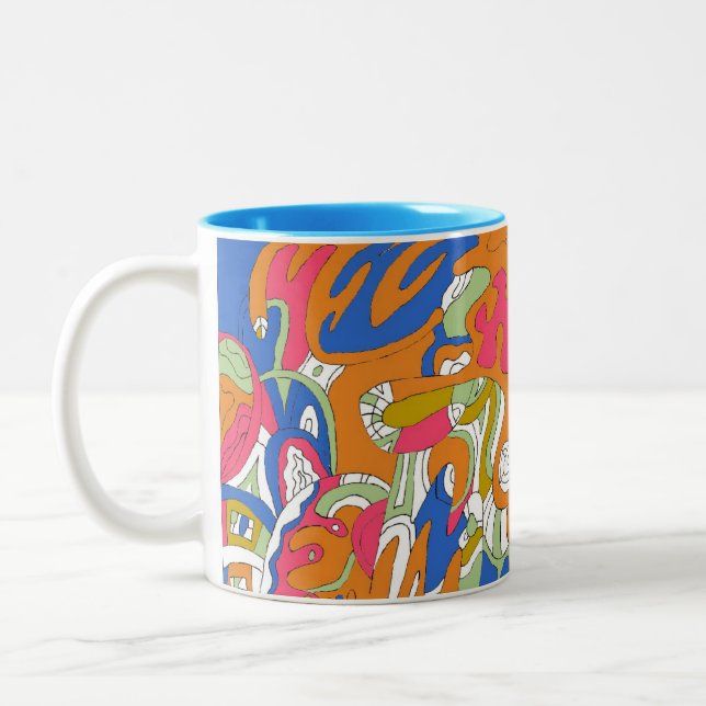 "Rolling Sky" Abstract Art Two-Tone Coffee Mug (Left)