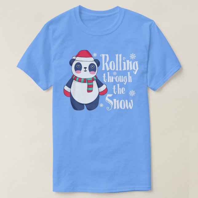 Rolling Through The Snow Panda Christmas  T-Shirt (Design Front)