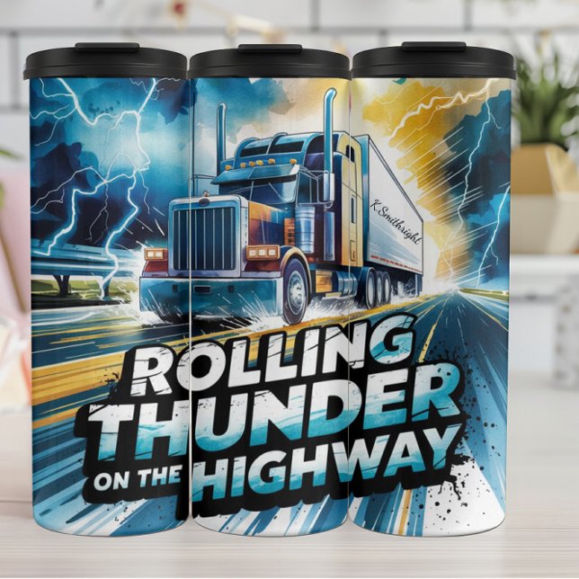 Rolling Thunder Highway Storm Truck Thermal Tumbler (Creator Uploaded)