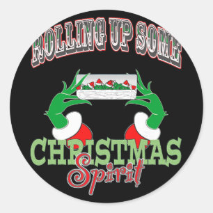 Rolling Up Some Christmas Classic Round Sticker