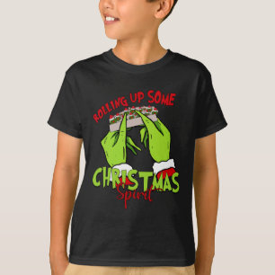 Rolling Up Some Christmas Spirit Xmas Santa Pajama T-Shirt