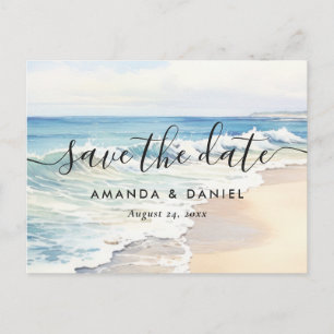 Rolling Waves Destination Beach Wedding Announcement Postcard