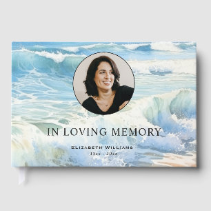 Rolling Waves Photo Funeral Memorial Guest Book