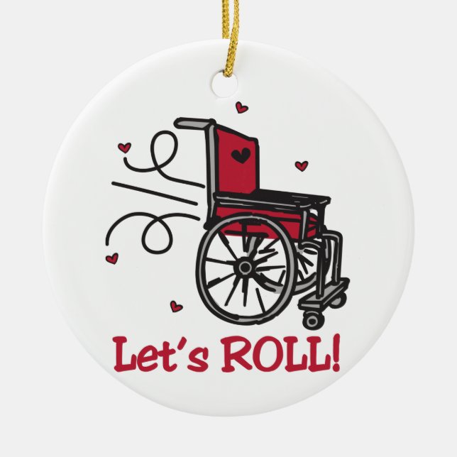 Rolling Wheelchair Ceramic Tree Decoration (Front)