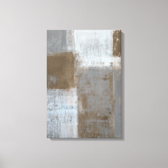 'Rolling With It' Grey and Brown Abstract Art Canvas Print (Front)