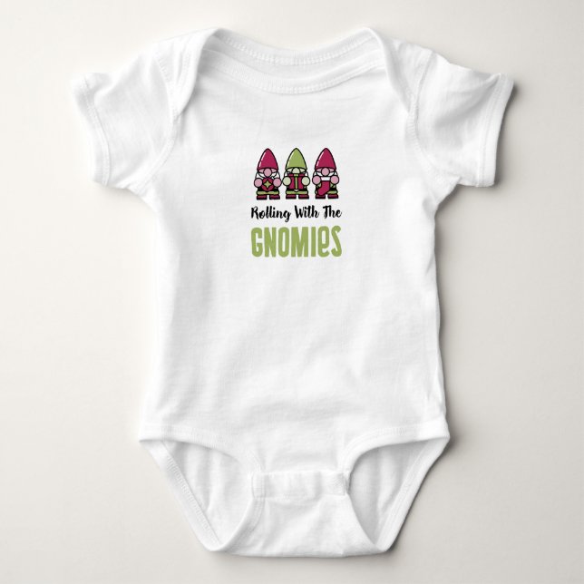Rolling With The Gnomies Baby Bodysuit (Front)