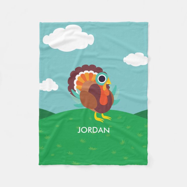 Rollo the Turkey Fleece Blanket (Front)