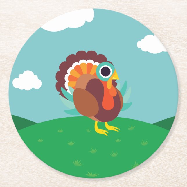 Rollo the Turkey Round Paper Coaster (Front)