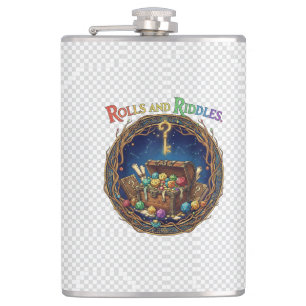 Rolls and Riddles – Luck Meets Logic T-Shirt Hip Flask