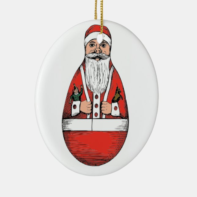 Rolly polly Santa Claus Ceramic Tree Decoration (Right)