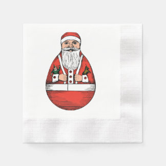 Rolly Polly Santa Toy White Paper Napkin