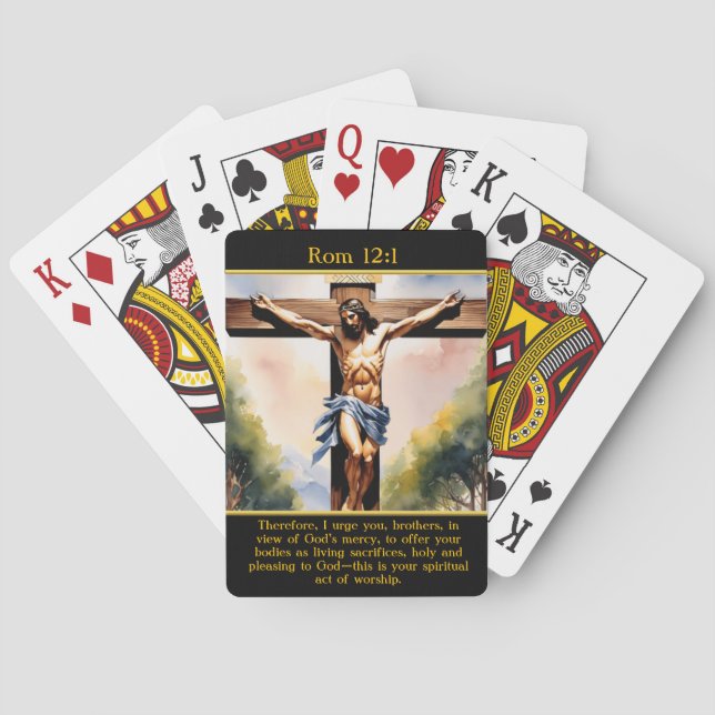 Rom 12:1 Saviour Above Mountain Heights Playing Cards (Back)