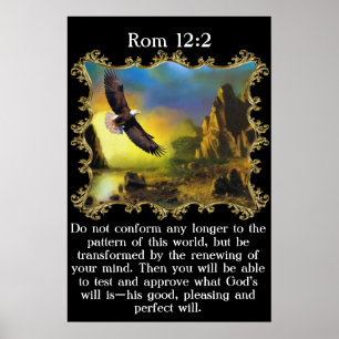 Rom 12:2 With A Eagle flying over the landscape. Poster